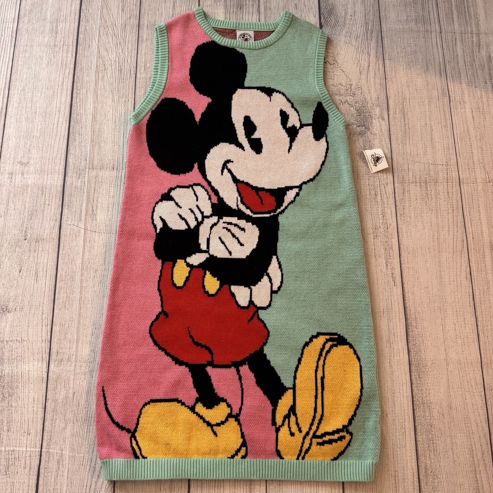 Disney Vest Dress Size 11/12 Pink Green Mickey Disneyland Disneyparks Kids